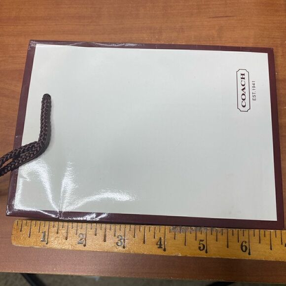 Coach small white shopping bag red lining brown string strap - Picture 7 of 8